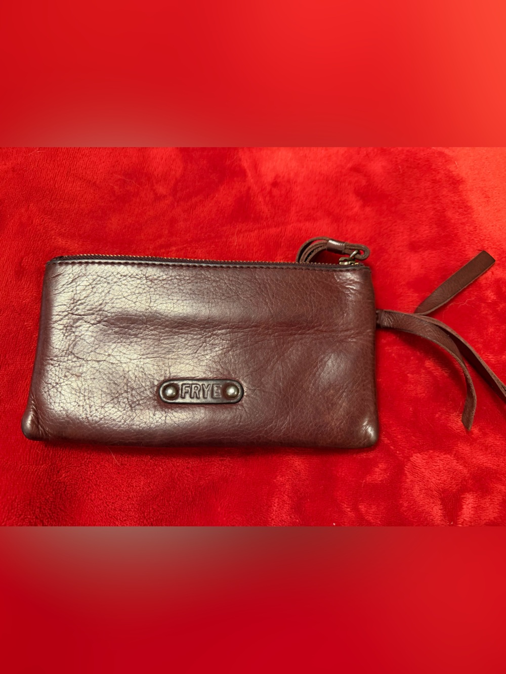 Frye Burgundy Leather Wallet with Logo Plaque
